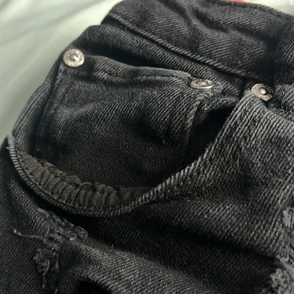 Black Ripped High Ride Jean Shorts - Picture 2 of 5